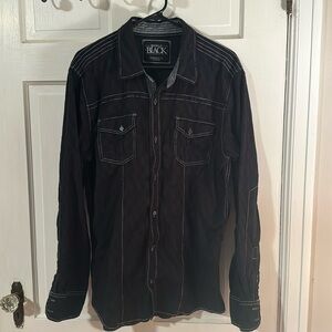 Buckle Black Casual Button Down Shirt